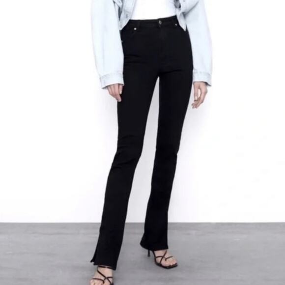 Zara Black High Waisted Skinny Split Hem Jeans (Size 4) - Picture 1 of 11